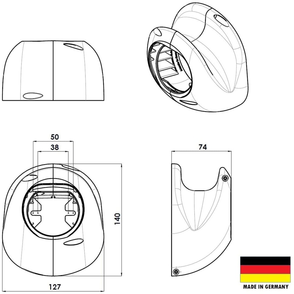Type 2 cable holder dimensions