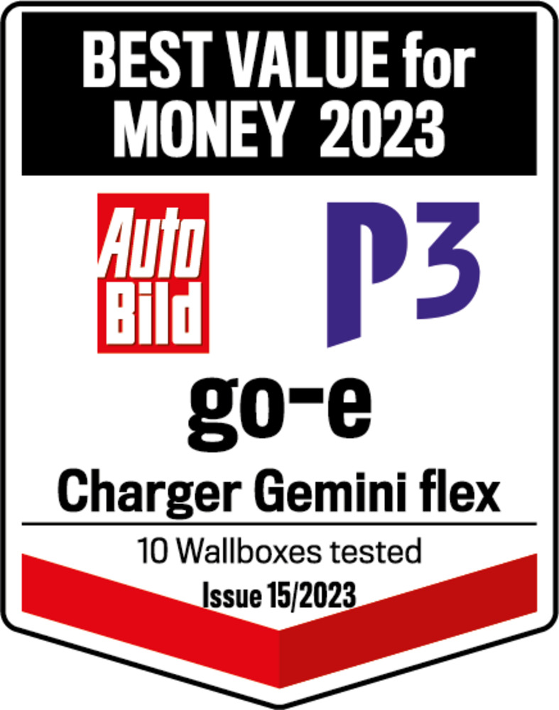 Test seal go-e Charger Gemini flex 22 kW "best-value-for-money 2023" in Auto Bild