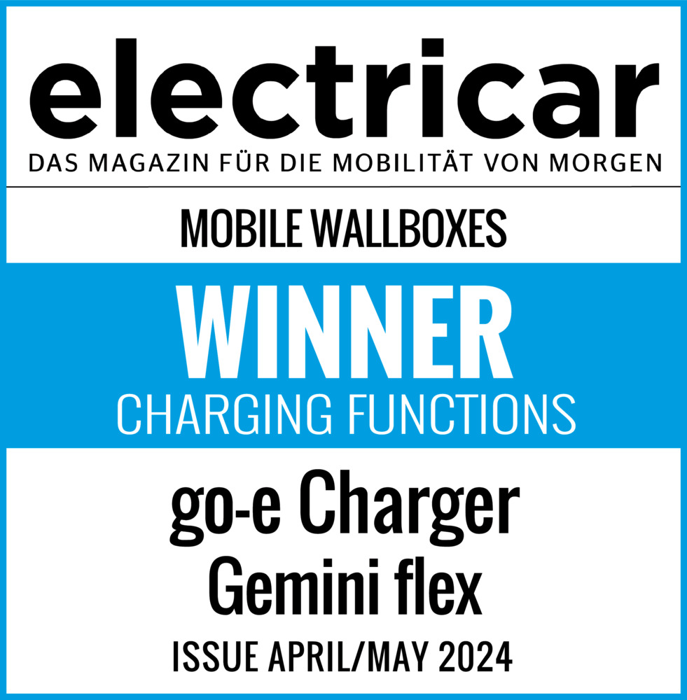 Testin tuomio go-e Charger Gemini flex 11 kW "Lataustoimintojen VOITTAJA" lehdessä electricar