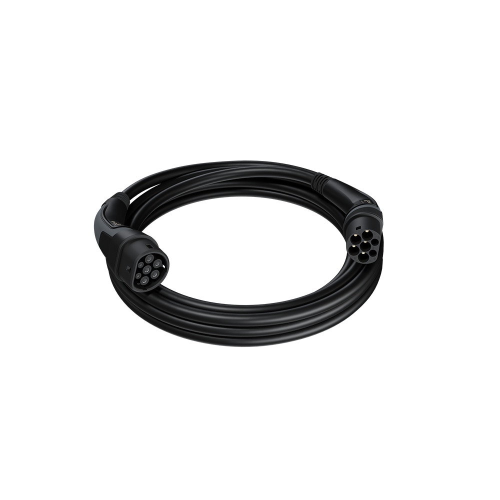 Câble de recharge Noir - Type 2 - Type 2 - 5m - 22kW (3 phases 32A) - T2 T2  + Housse - WATTSC