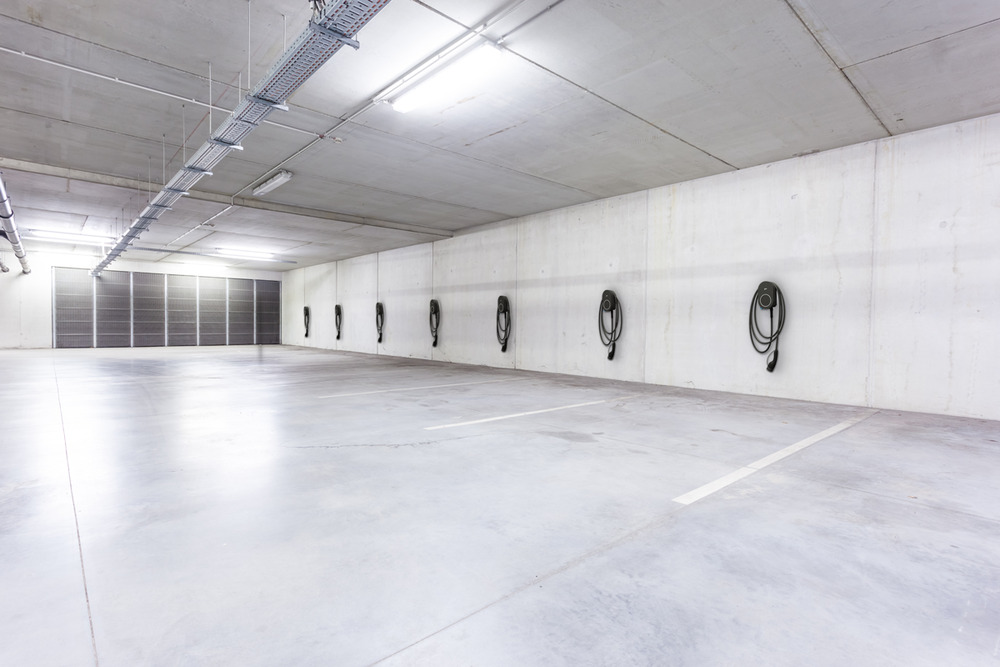 Wallbox with MID - go-e Charger PRO CABLE in underground car park