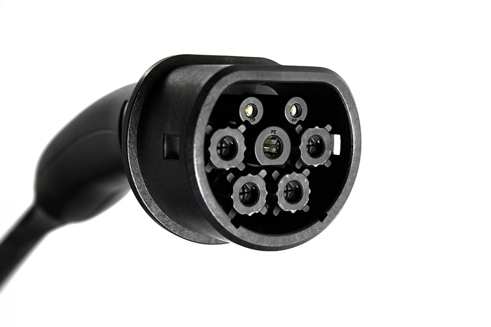 Wallbox go-e Charger CORE T2S with charging cable and shutter | Type 2 plug view Wallbox go-e Charger CORE T2S with charging cable and shutter | Type 2 plug view
