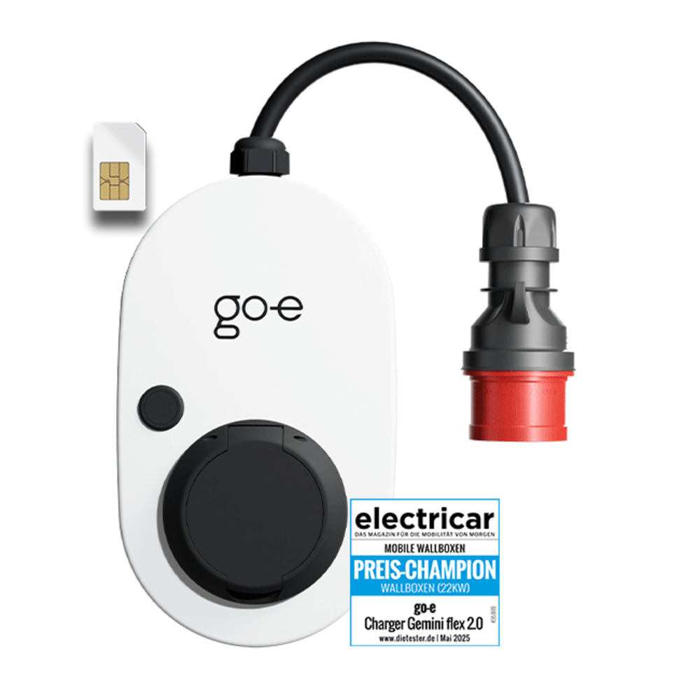 Mobile Wallbox go-e Charger Gemini flex 2.0 11 kW mit Testergebnis “Preis-Champion”