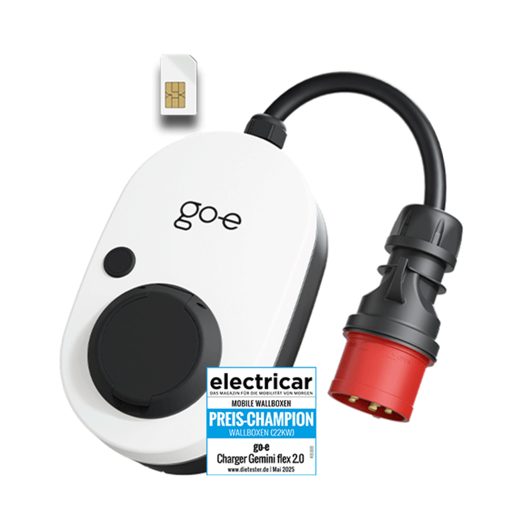 Mobile Wallbox go-e Charger Gemini flex 2.0 22 kW mit Testergebnis “Preis-Champion”